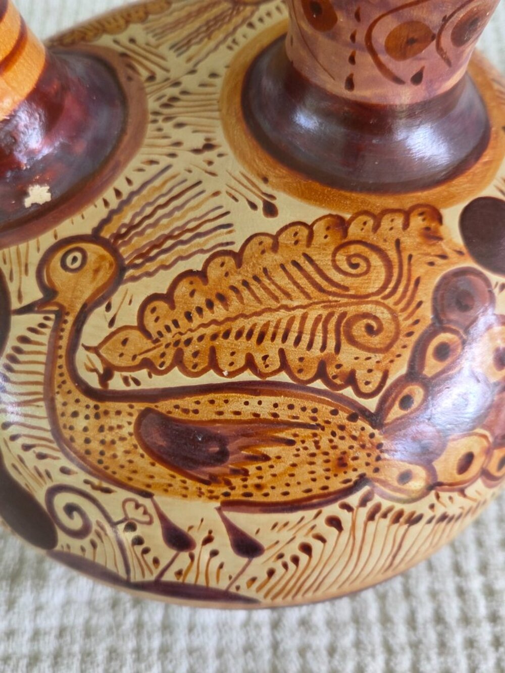 Vintage Tonala Pottery Duck Figurine Hand Painted Mexican Folk Art 3 Pieces - Picture 3 of 16